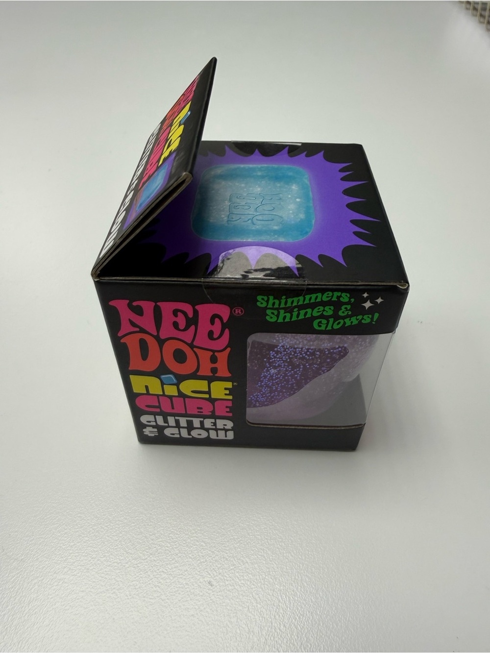 Needoh Cube Glitter & Glow Stress Toy - Purple